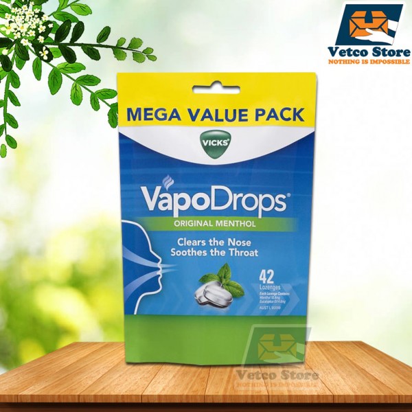 Viên ngậm Vicks VapoDrops Original Menthol 42 viên